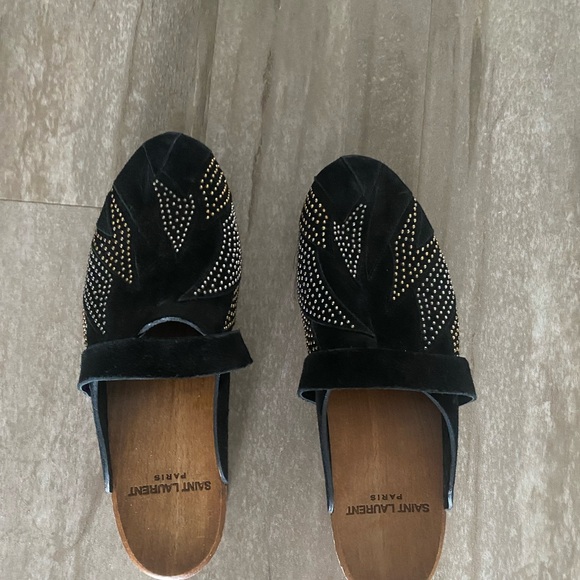 Saint Laurent Black and Gold Studded clogs - Picture 3 of 5
